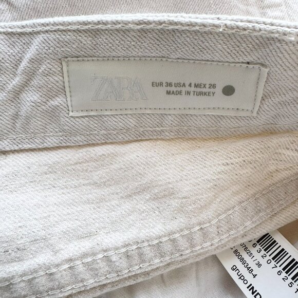 NWT Zara Low Rise Wide Leg Jeans 9632/076 White Cream 27 - Picture 9 of 14